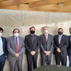 Prefeito de Joinville, Adriano Silva e secretários municipais reunidos em Brasília com representantes bancários