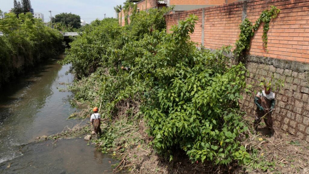 Equipes da Seinfra fazem limpeza e manutenção no rio Cachoeira