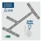Mapa das alterações do trânsito na rua Carina