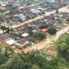 imagens aéreas mostram Joinville com pontos de alagamentos