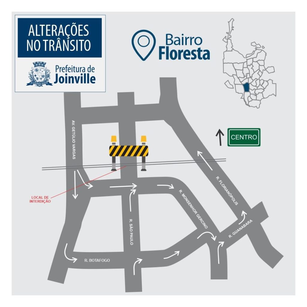Trecho da rua São Paulo, na zona Sul, será interditado durante o domingo