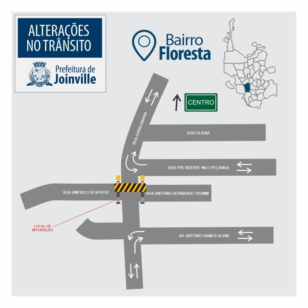 Trecho da rua Copacabana é interditado para obras de drenagem entre quarta e sexta-feira