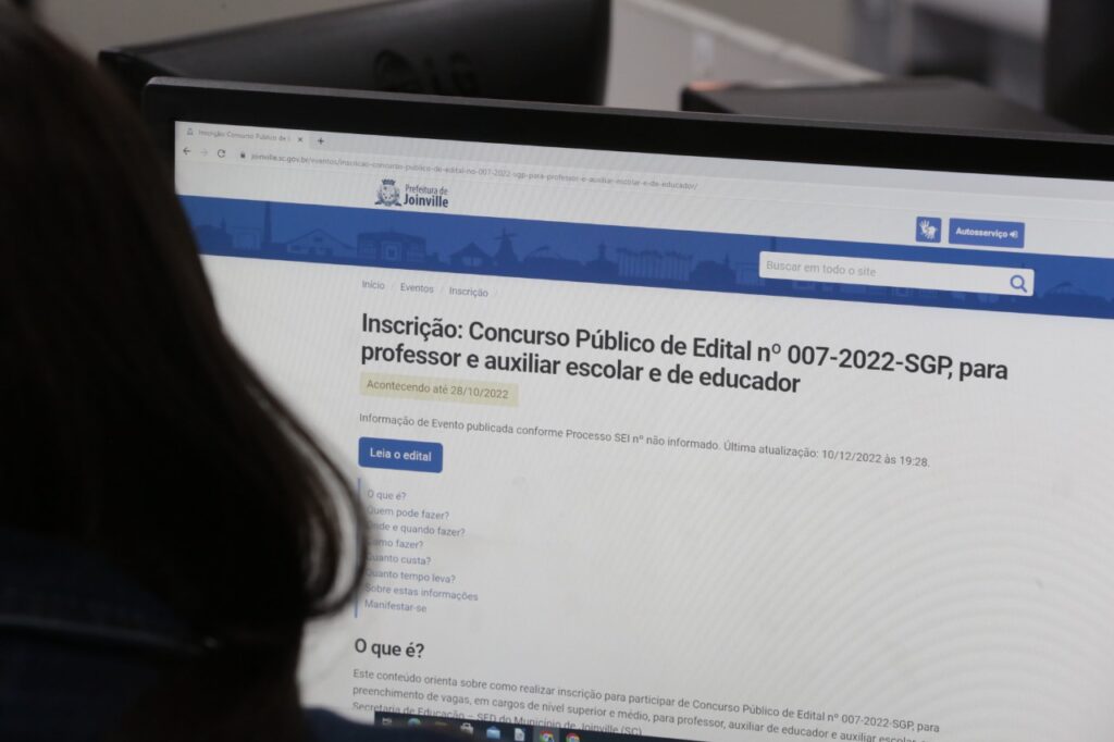 Prazo para inscrição no concurso público da Prefeitura de Joinville termina na próxima sexta-feira (28/10)
