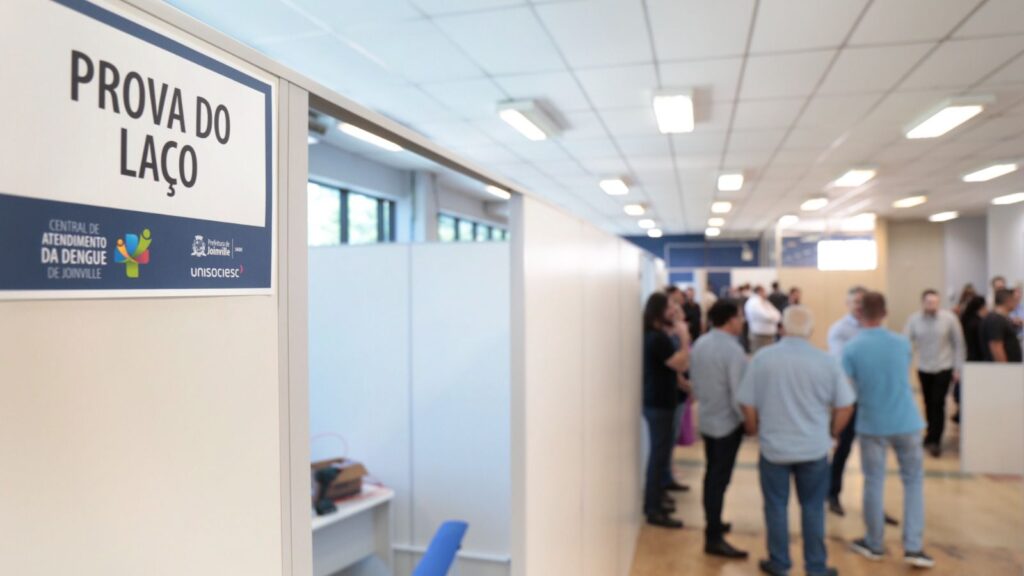 sala e corredor na central de atendimento da dengue