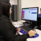 Funcionária trabalha em computador