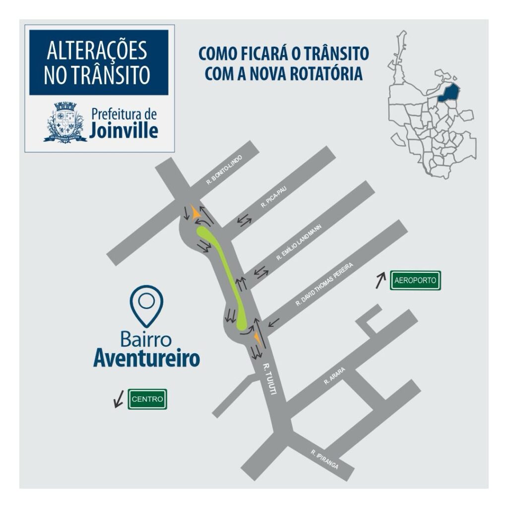 Prefeitura de Joinville implanta nova rotatória na Rua Tuiuti
