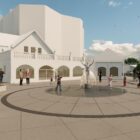 Imagem do projeto da nova praça com o monumento da bailarina