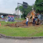 Técnicos trabalham em obra da Águas
