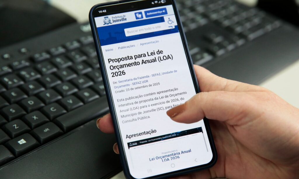 Proposta da LOA 2026 está disponível para consulta no site da Prefeitura de Joinville