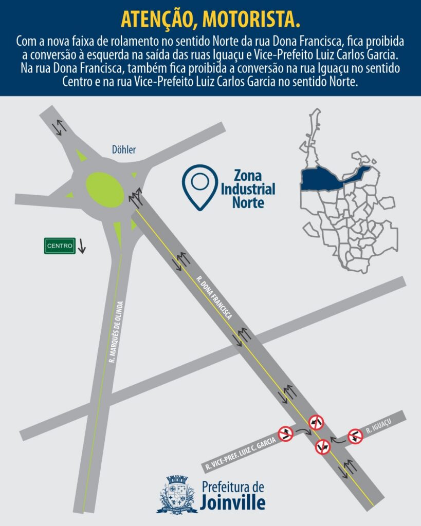Mapa mostra mudanças na rua Dona Francisca