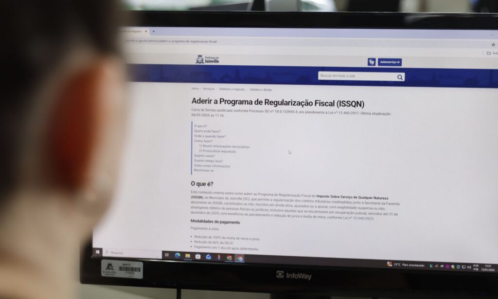 Prefeitura de Joinville prorroga o prazo para adesão ao Programa de Regularização Fiscal do ISSQN