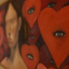 Pintura com corações com olhos