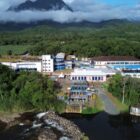 imagem aérea de uma estação de tratamento de água