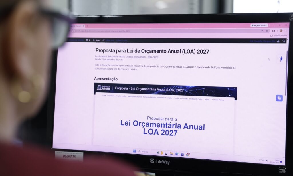 Proposta da LOA 2027 está disponível para consulta no site da Prefeitura de Joinville