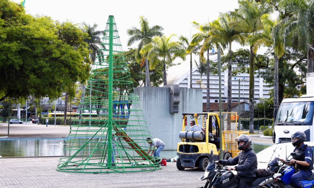 Praças de Joinville começam a receber decoração para o Natal